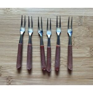 Vintage Stainless Steel Cocktail Forks Set  Mini Hors D'oeuvres Fork Set‎ - Six